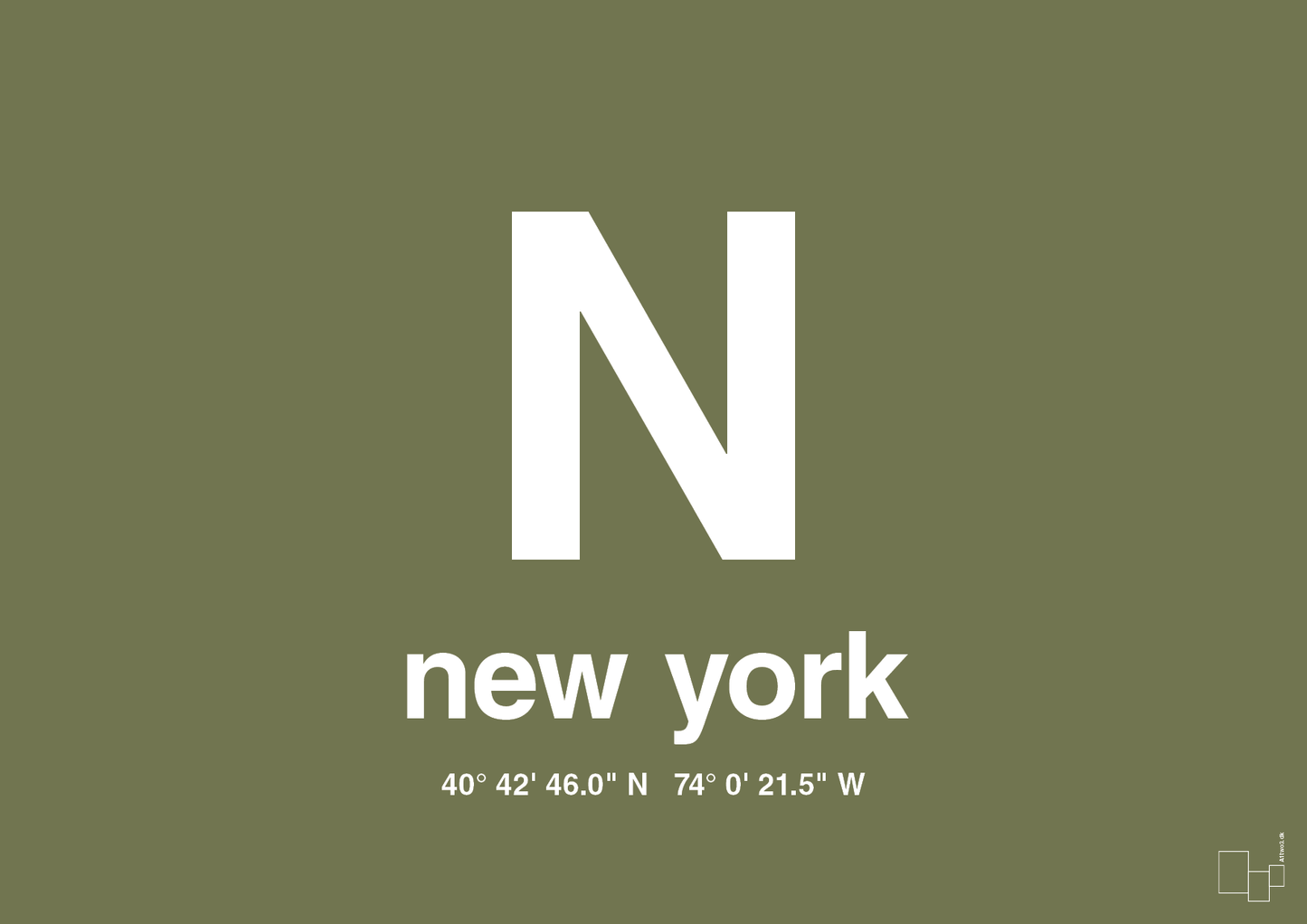 plakat: byplakat new york med koordinater - secret meadow-Byer-A1two3
