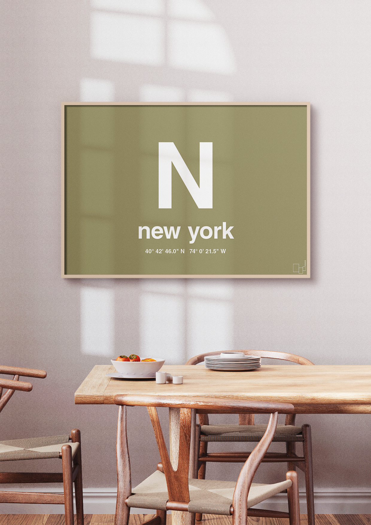 plakat: byplakat new york med koordinater - graphic charcoal-Byer-A1two3