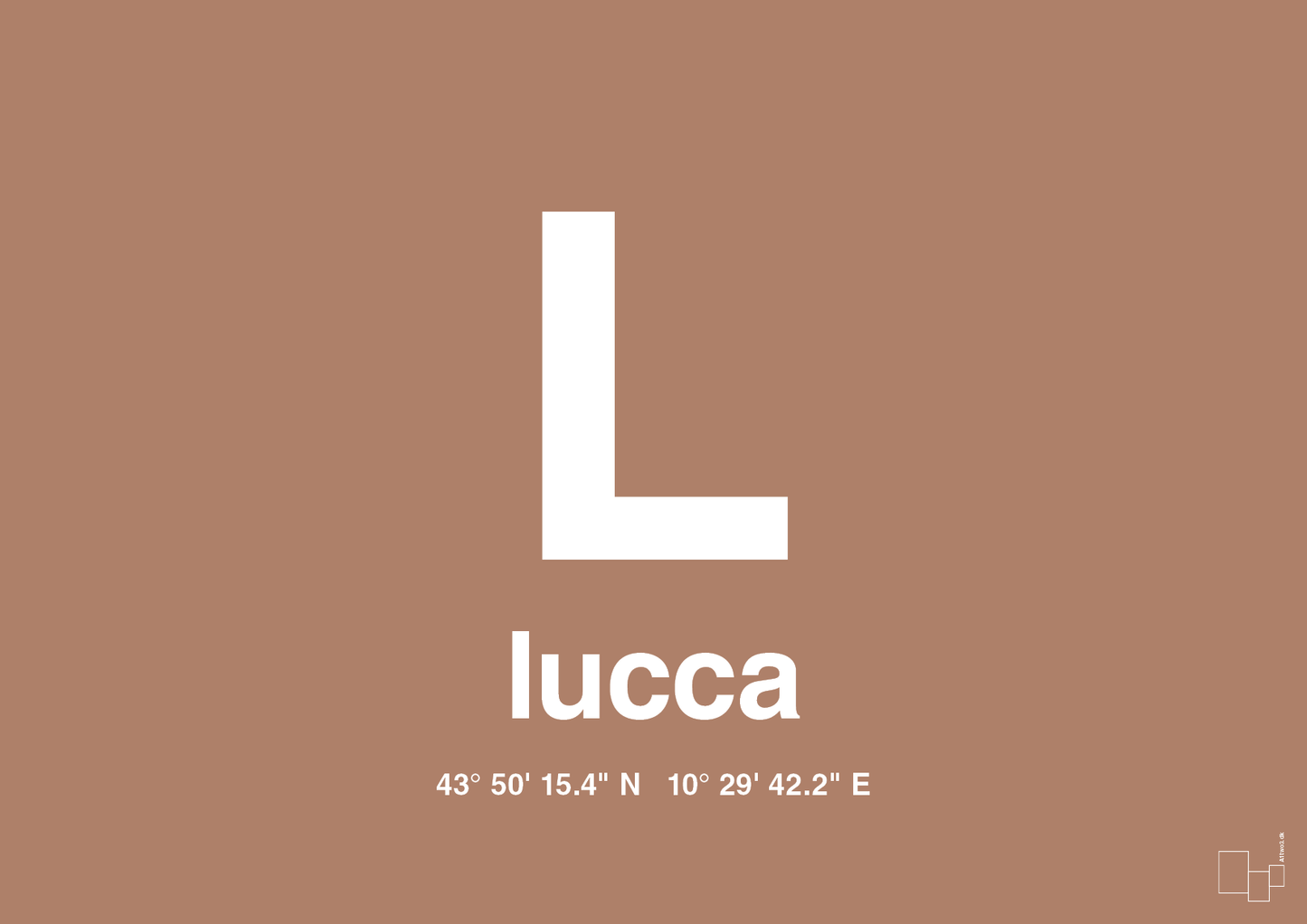 plakat: byplakat lucca med koordinater - cider spice-Byer-A1two3
