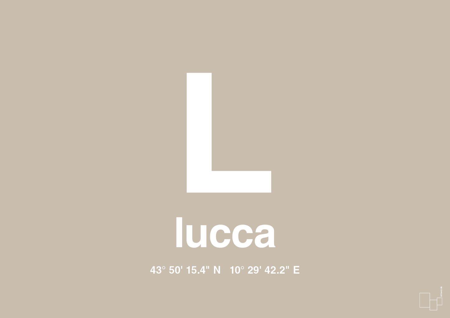 plakat: byplakat lucca med koordinater - creamy mushroom-Byer-A1two3