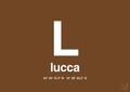 plakat: byplakat lucca med koordinater - dark brown-Byer-A1two3