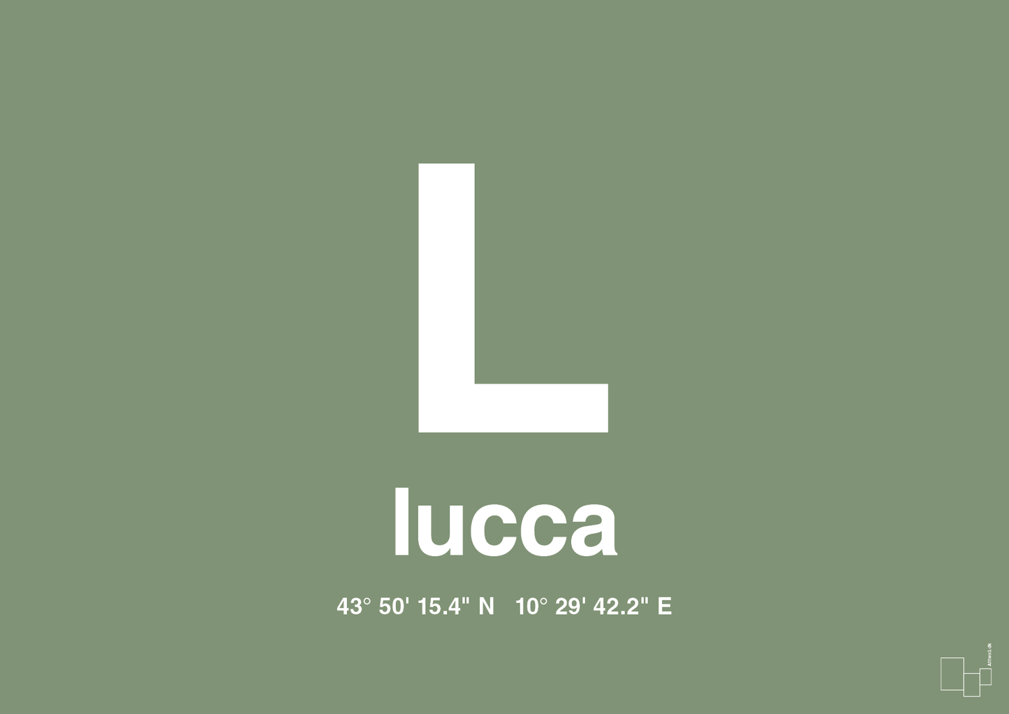 plakat: byplakat lucca med koordinater - jade-Byer-A1two3
