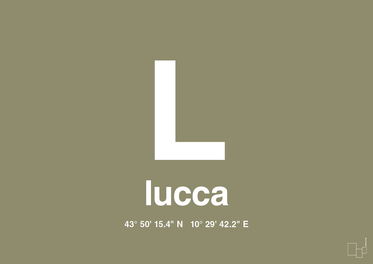 plakat: byplakat lucca med koordinater - misty forrest-Byer-A1two3