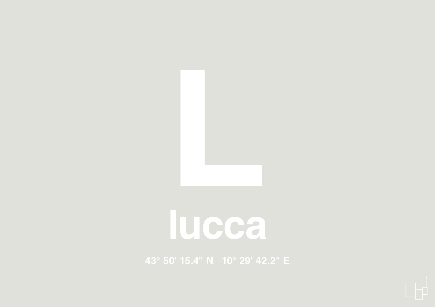 plakat: byplakat lucca med koordinater - painters white-Byer-A1two3
