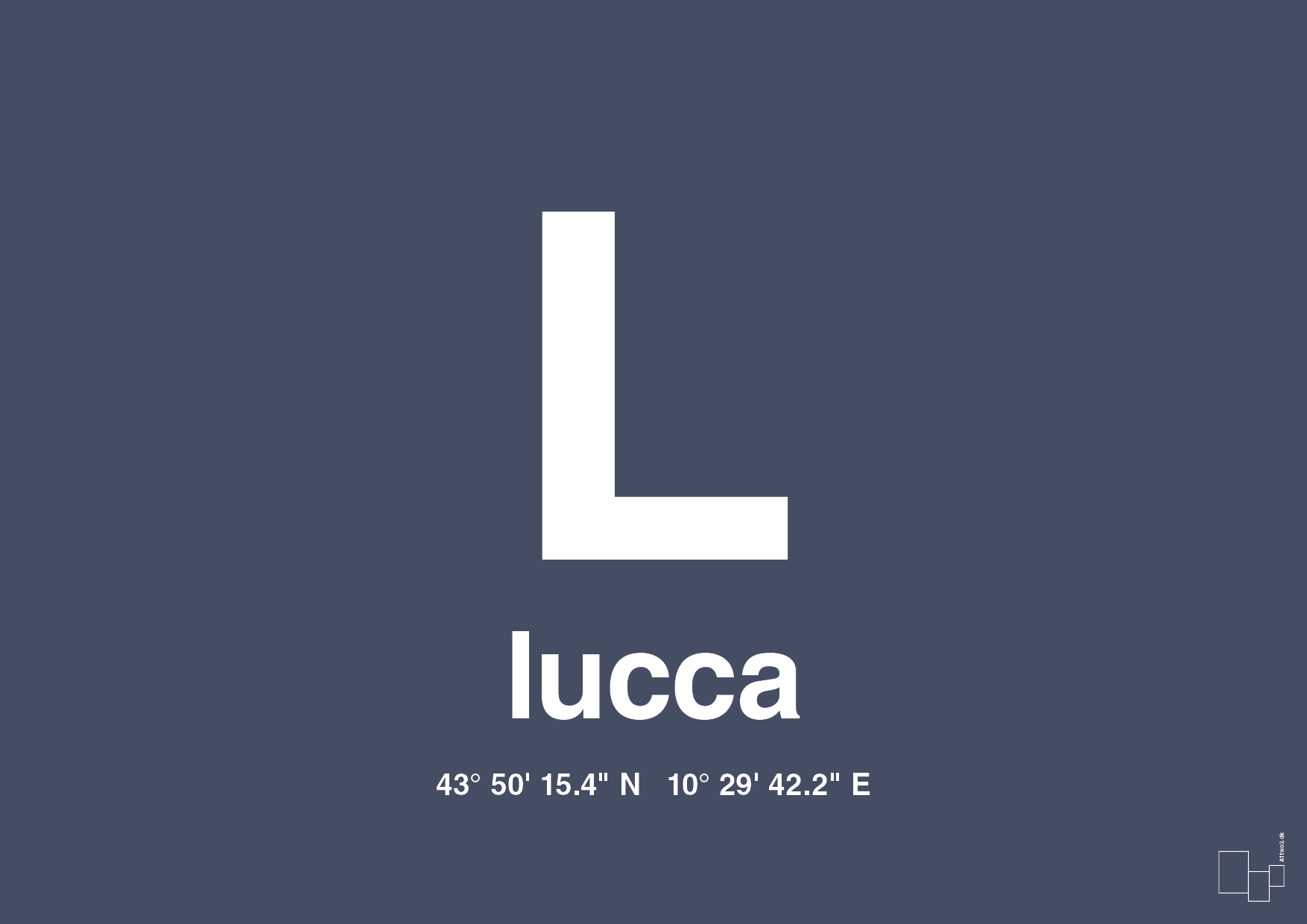 Byplakat lucca med koordinater - petrol-Byer-A1two3