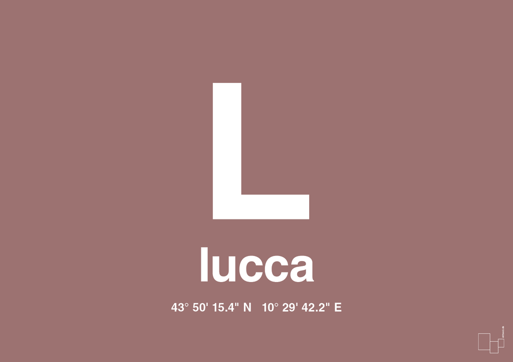 plakat: byplakat lucca med koordinater - plum-Byer-A1two3