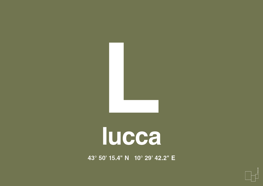 plakat: byplakat lucca med koordinater - secret meadow-Byer-A1two3