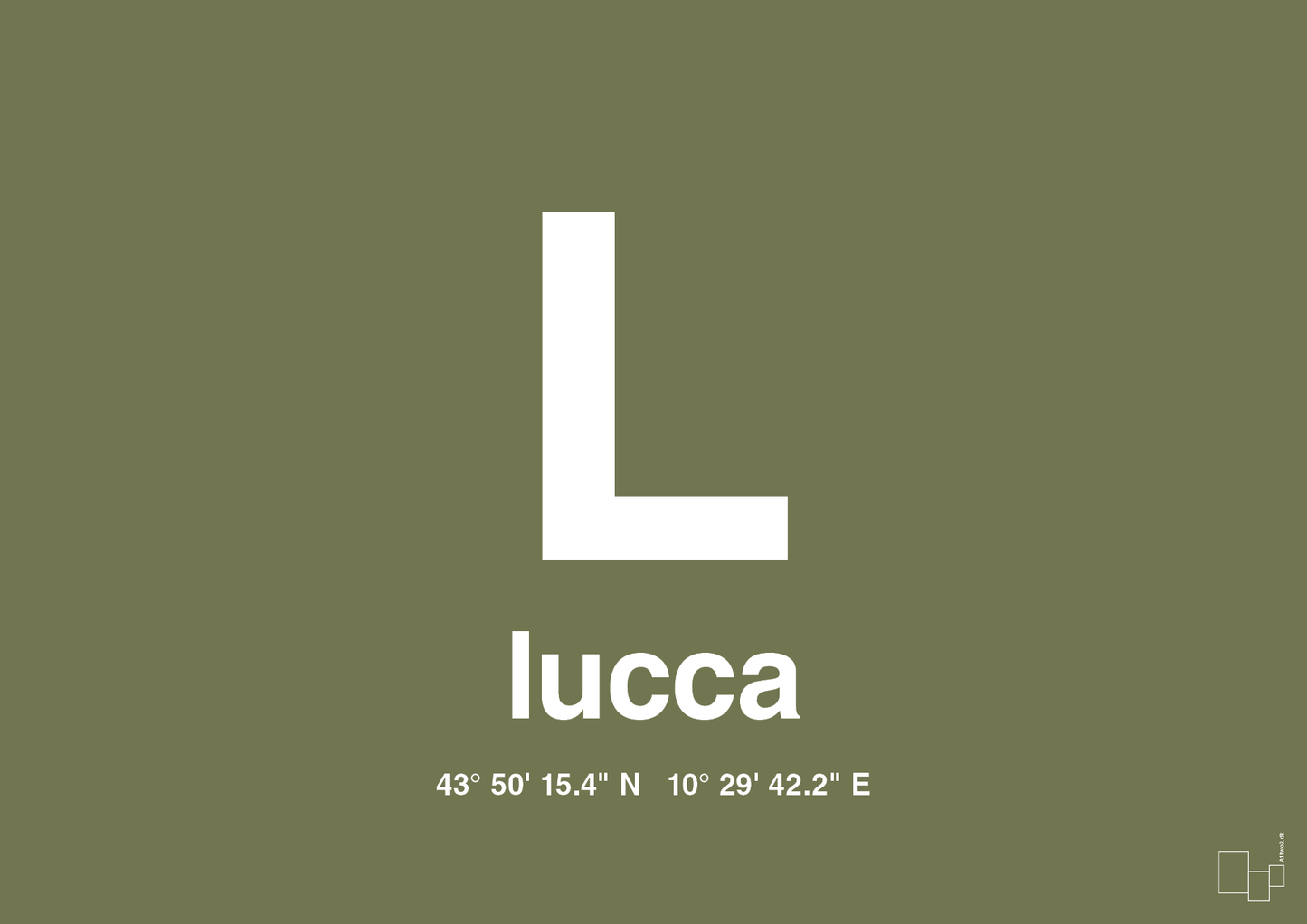 plakat: byplakat lucca med koordinater - secret meadow-Byer-A1two3