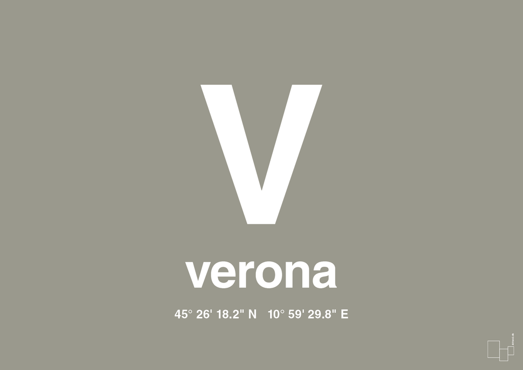 plakat: byplakat verona med koordinater - battleship gray-Byer-A1two3