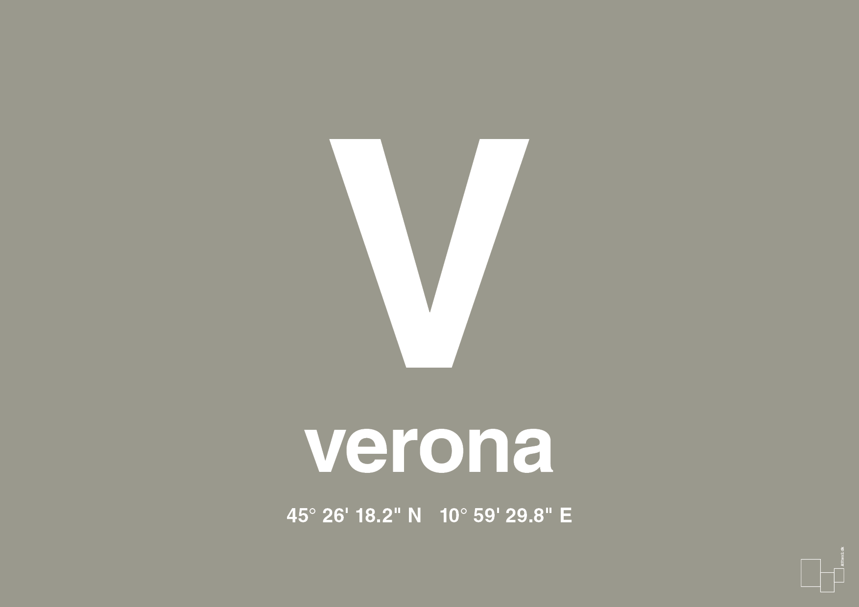 plakat: byplakat verona med koordinater - battleship gray-Byer-A1two3