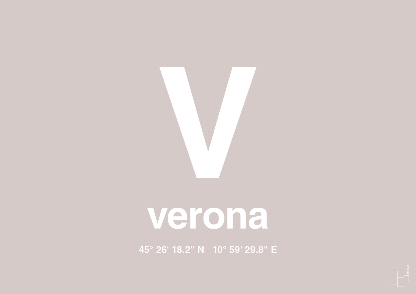 plakat: byplakat verona med koordinater - broken beige-Byer-A1two3
