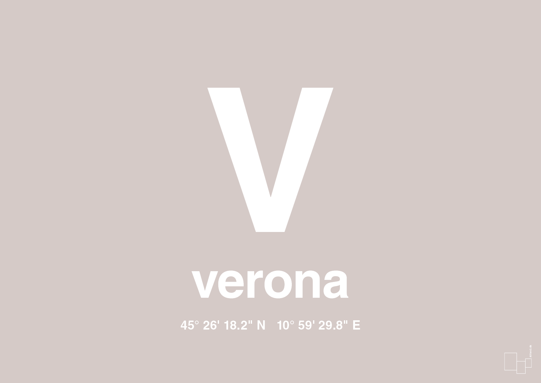 plakat: byplakat verona med koordinater - broken beige-Byer-A1two3