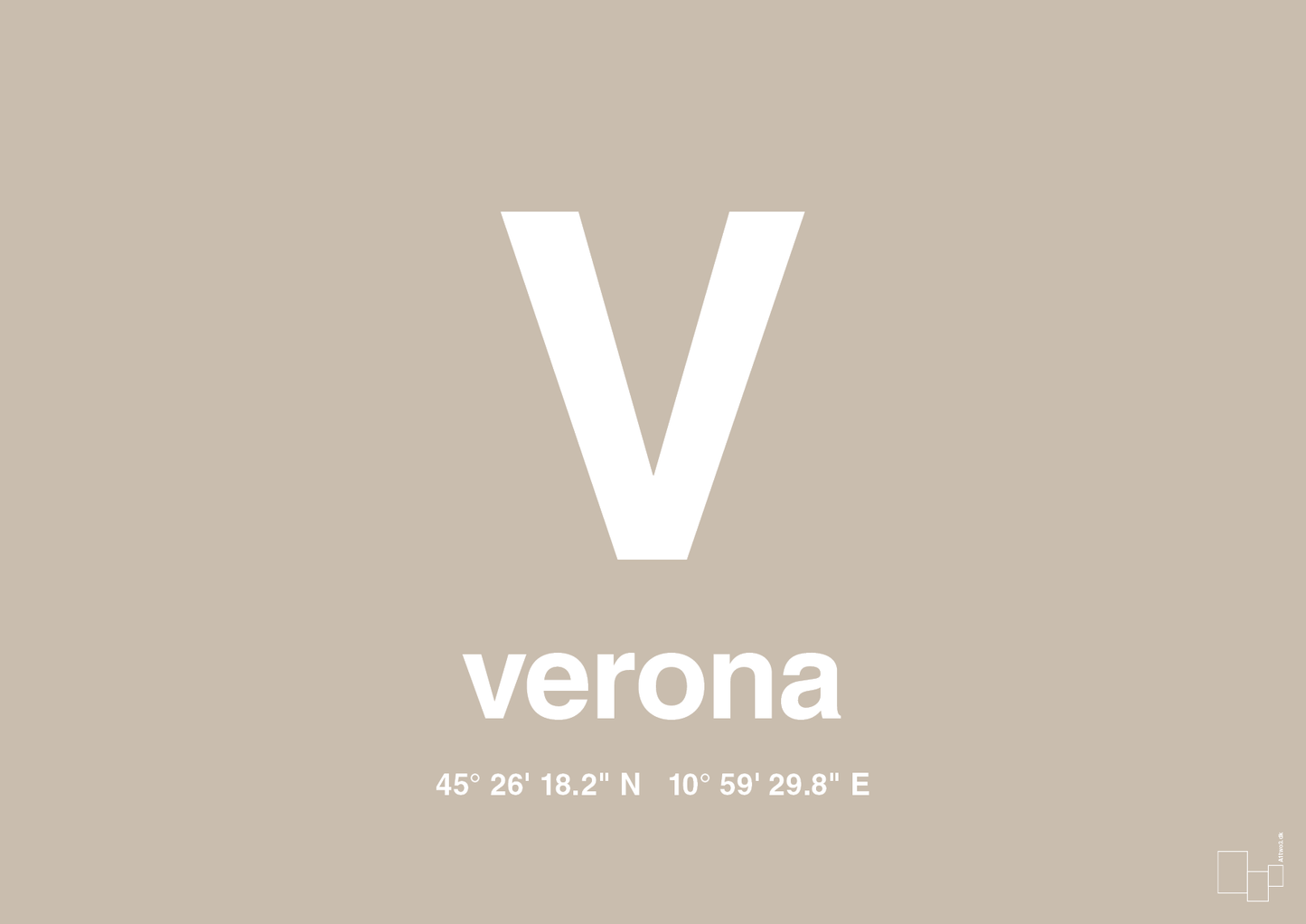 plakat: byplakat verona med koordinater - creamy mushroom-Byer-A1two3