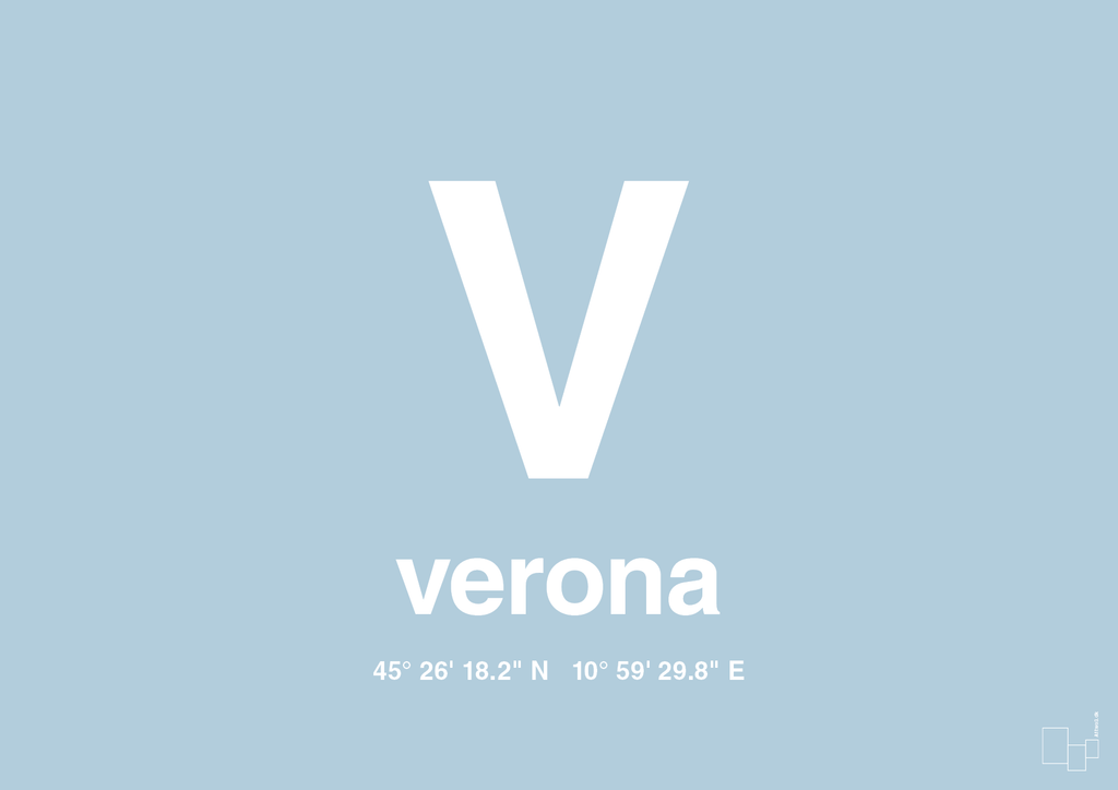 plakat: byplakat verona med koordinater - heavenly blue-Byer-A1two3