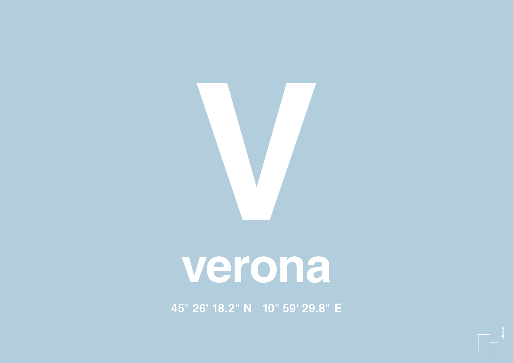 plakat: byplakat verona med koordinater - heavenly blue-Byer-A1two3