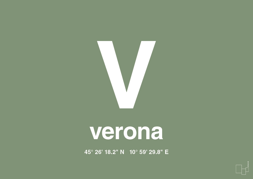 plakat: byplakat verona med koordinater - jade-Byer-A1two3