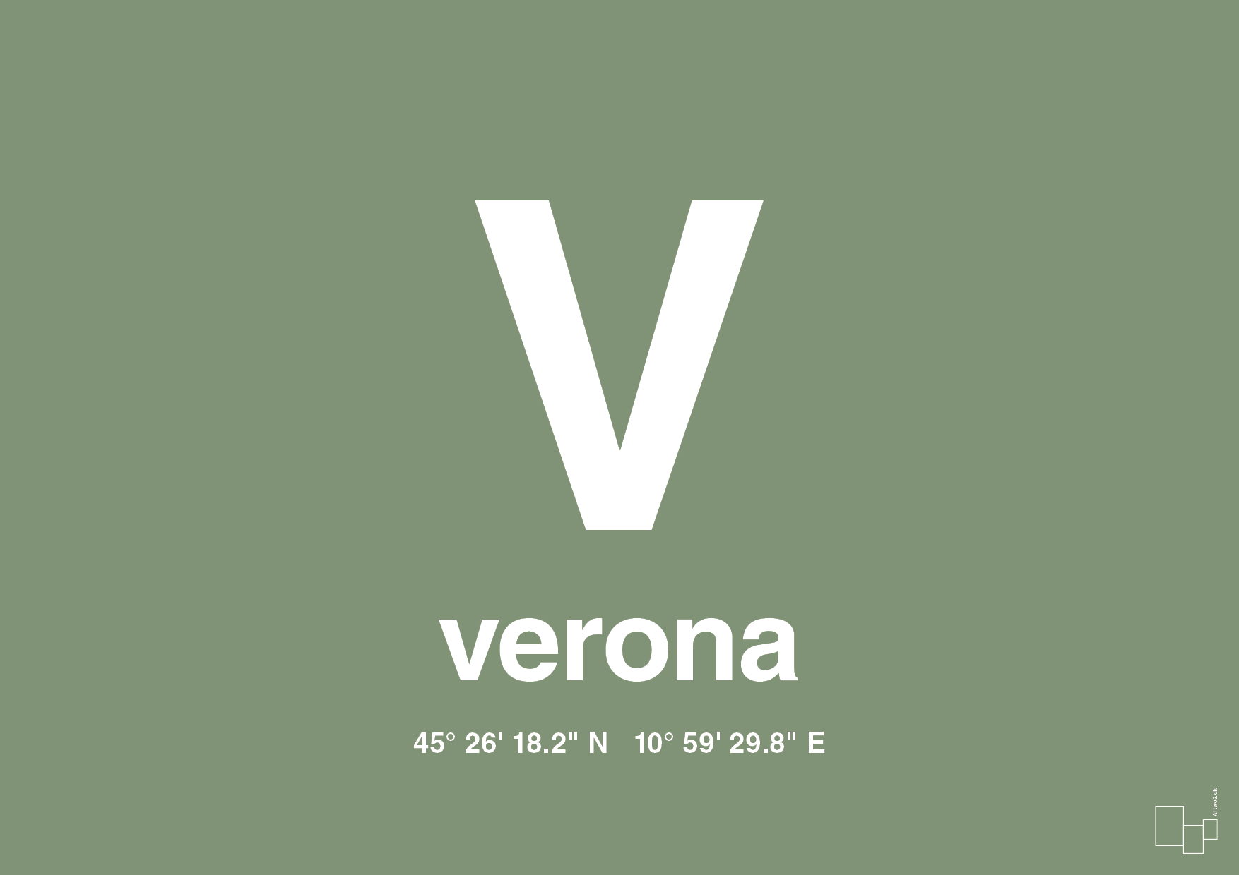 plakat: byplakat verona med koordinater - jade-Byer-A1two3