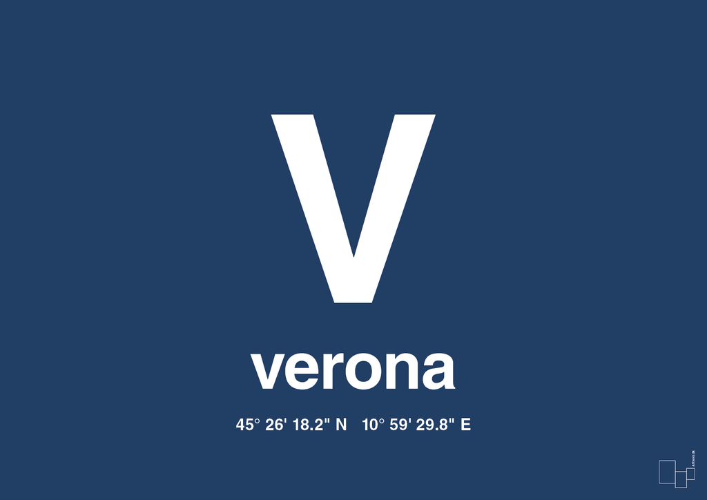 plakat: byplakat verona med koordinater - lapis blue-Byer-A1two3
