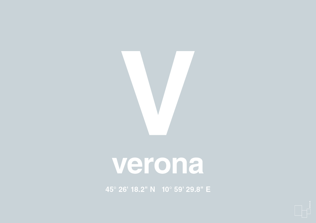 plakat: byplakat verona med koordinater - light drizzle-Byer-A1two3