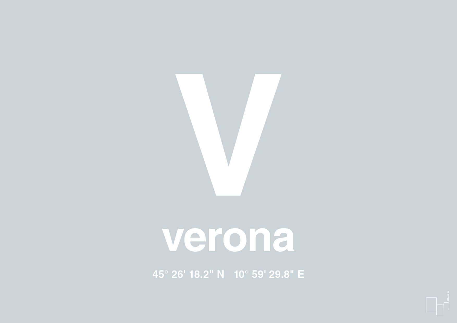 plakat: byplakat verona med koordinater - light drizzle-Byer-A1two3