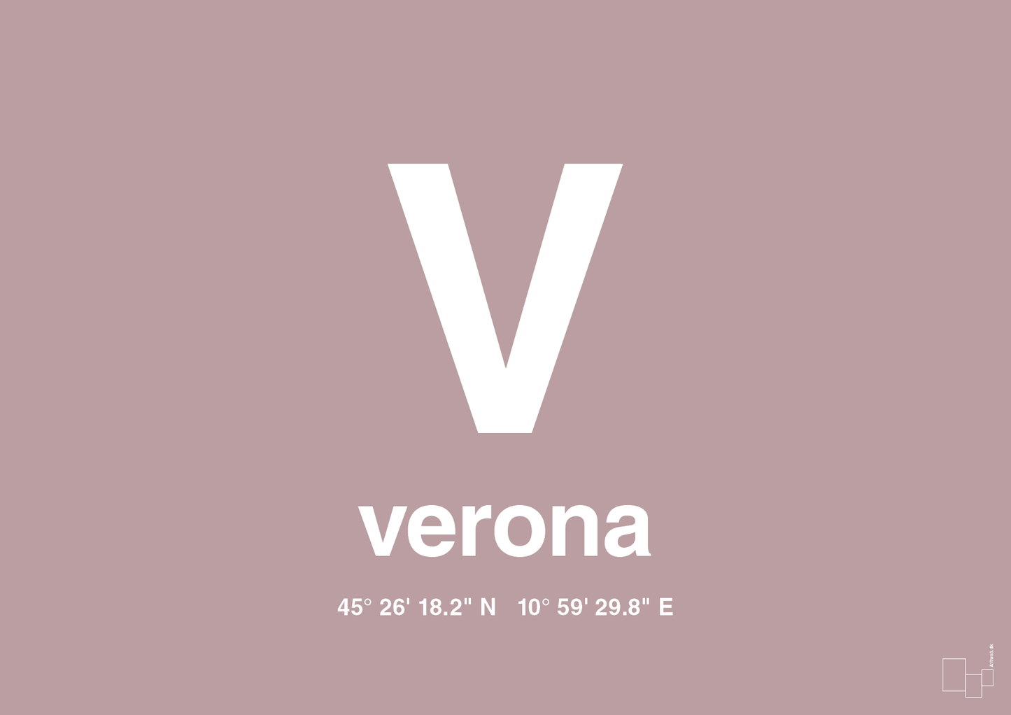 plakat: byplakat verona med koordinater - light rose-Byer-A1two3