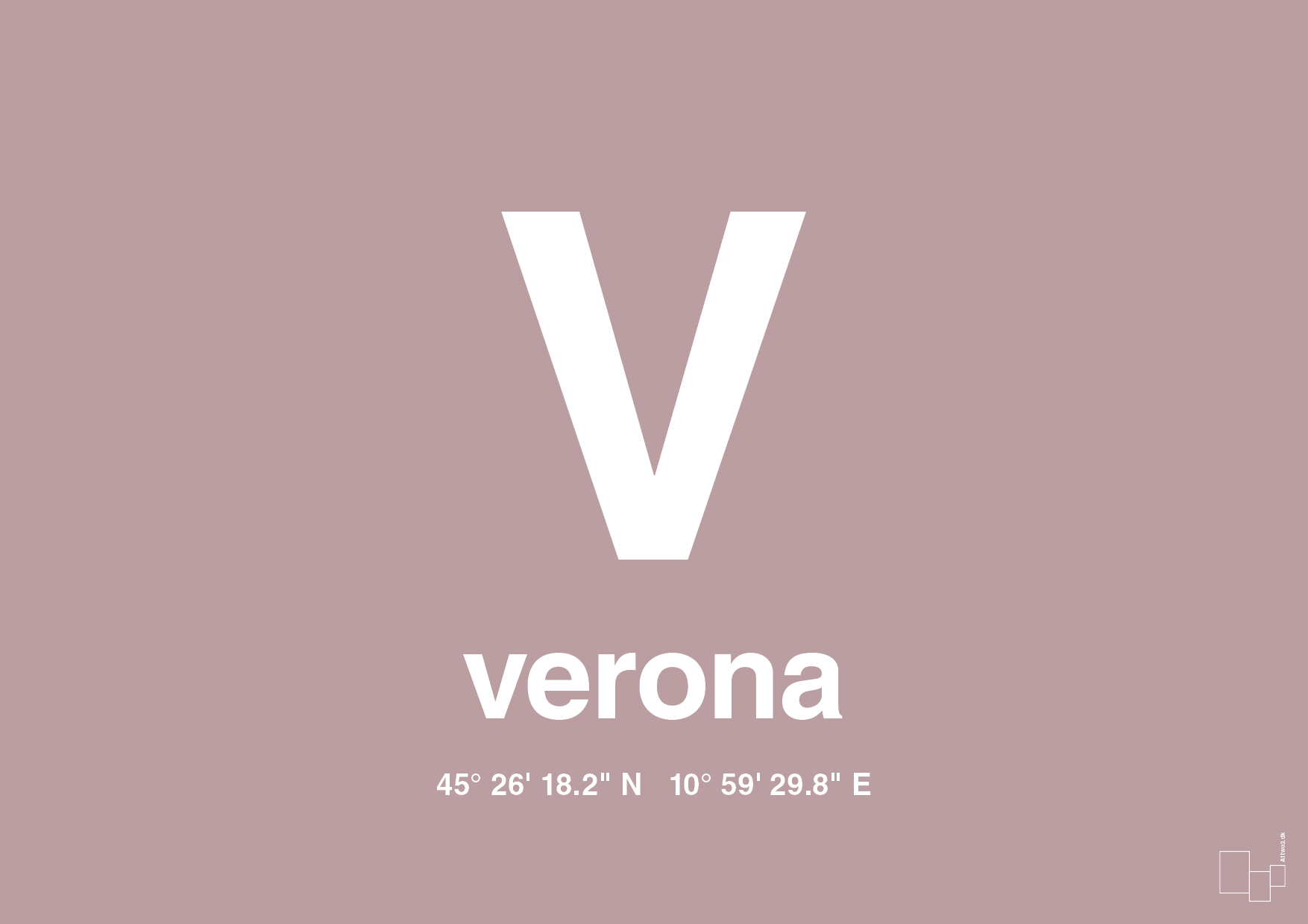 plakat: byplakat verona med koordinater - light rose-Byer-A1two3