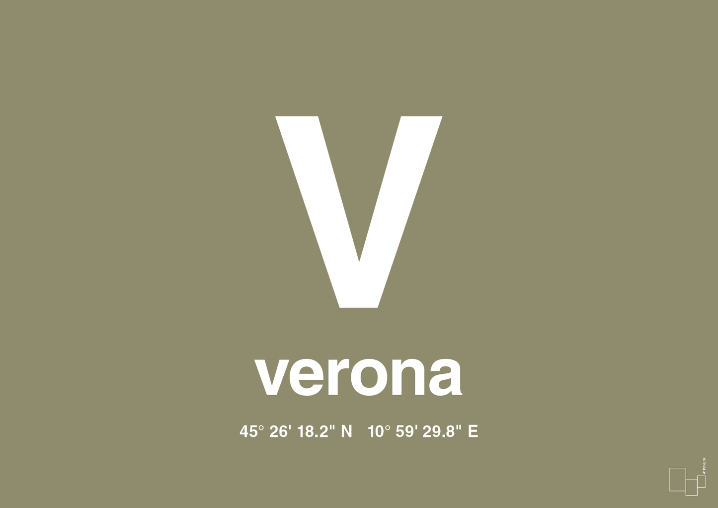 plakat: byplakat verona med koordinater - misty forrest-Byer-A1two3