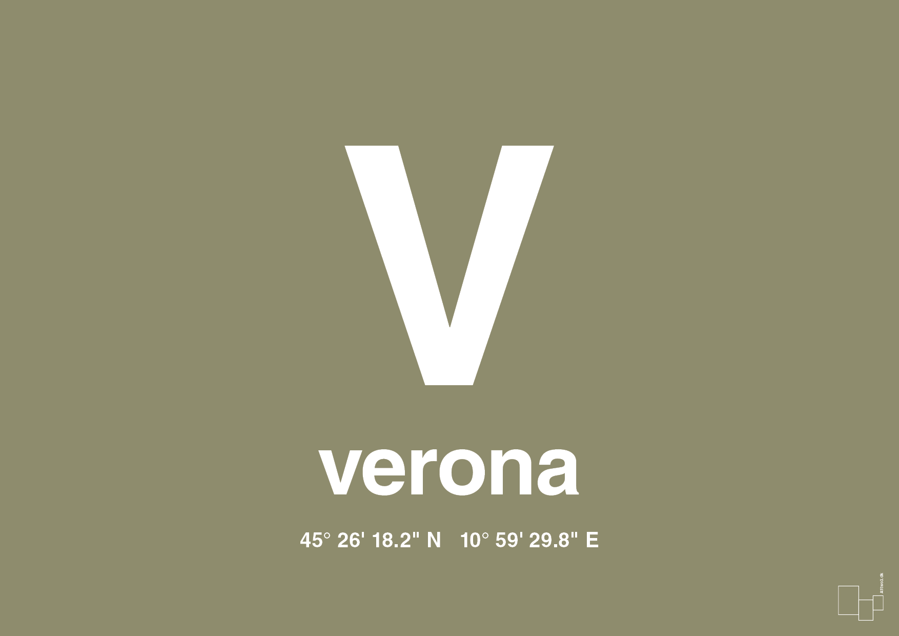 plakat: byplakat verona med koordinater - misty forrest-Byer-A1two3