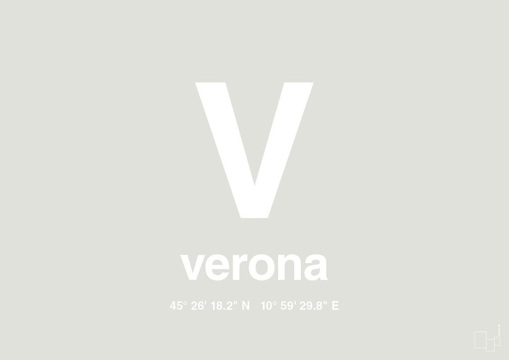 plakat: byplakat verona med koordinater - painters white-Byer-A1two3