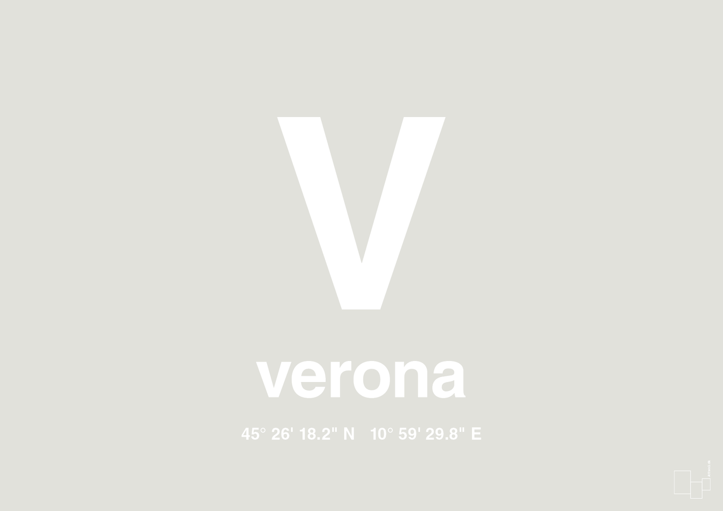 plakat: byplakat verona med koordinater - painters white-Byer-A1two3