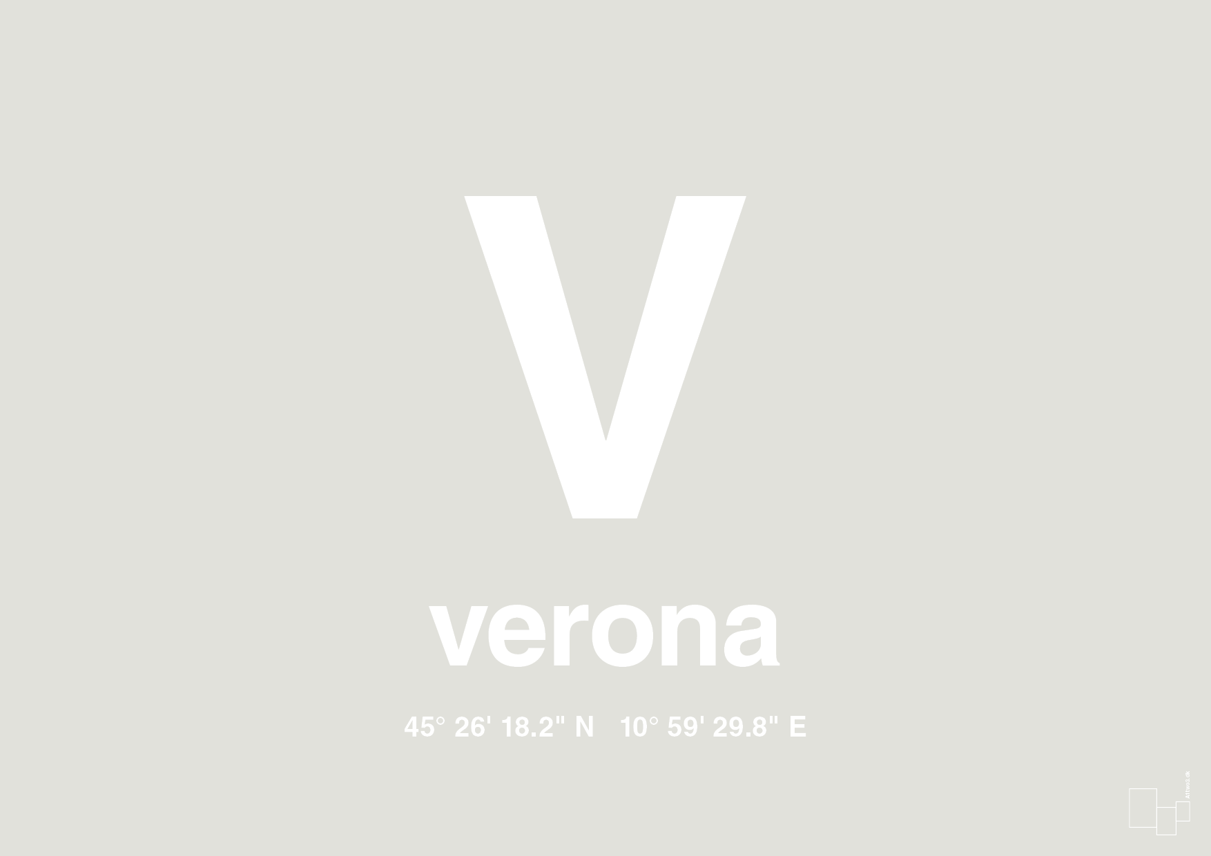 plakat: byplakat verona med koordinater - painters white-Byer-A1two3