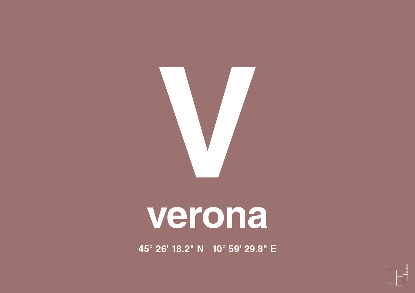 plakat: byplakat verona med koordinater - plum-Byer-A1two3