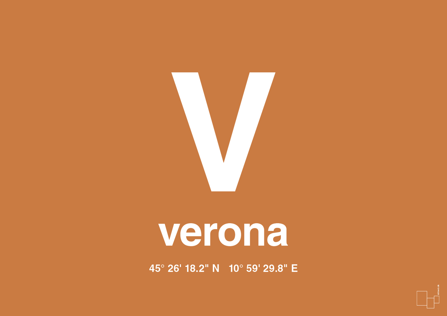 plakat: byplakat verona med koordinater - rumba orange-Byer-A1two3