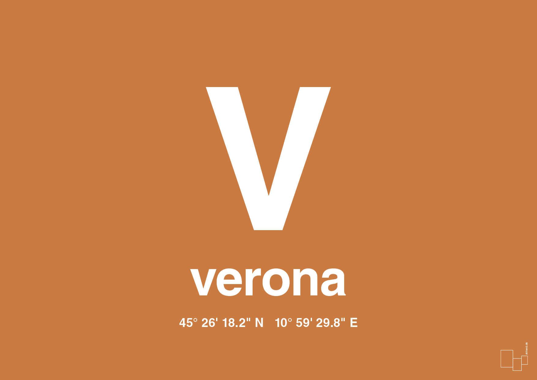 plakat: byplakat verona med koordinater - rumba orange-Byer-A1two3