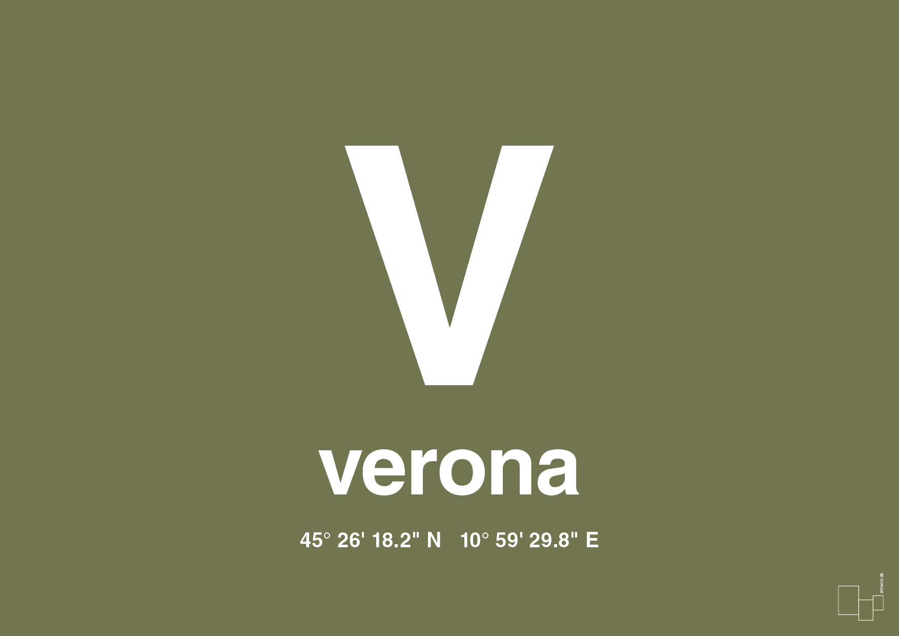 plakat: byplakat verona med koordinater - secret meadow-Byer-A1two3