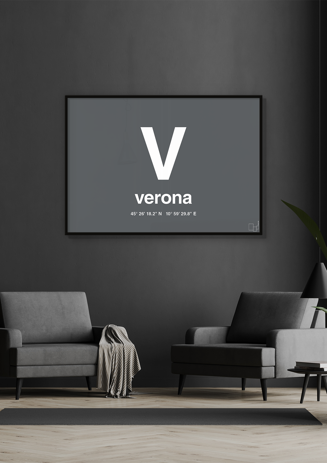plakat: byplakat verona med koordinater - cognac-Byer-A1two3