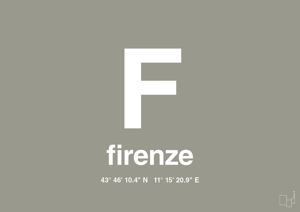 plakat: byplakat firenze med koordinater - battleship gray-Byer-A1two3