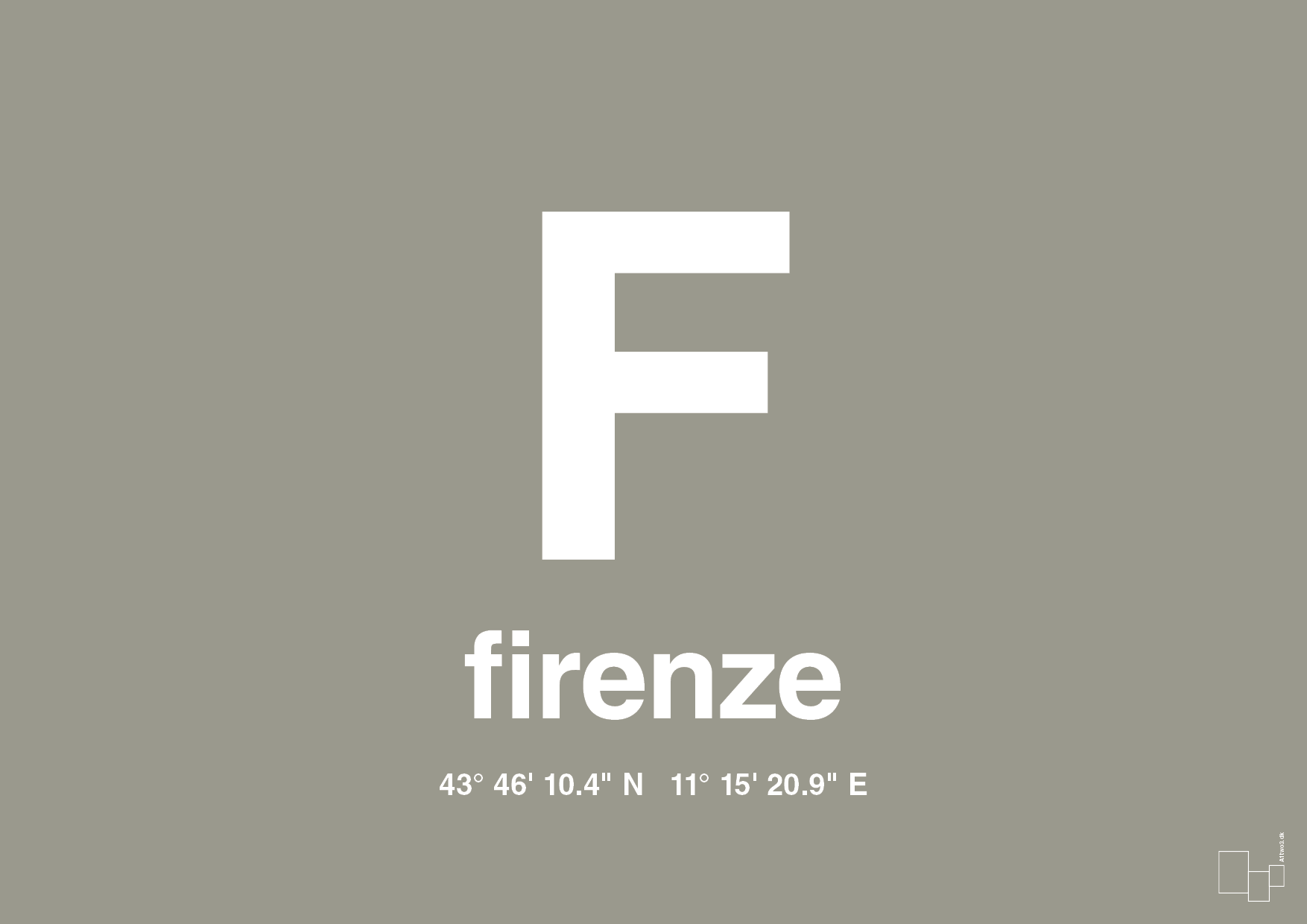 plakat: byplakat firenze med koordinater - battleship gray-Byer-A1two3