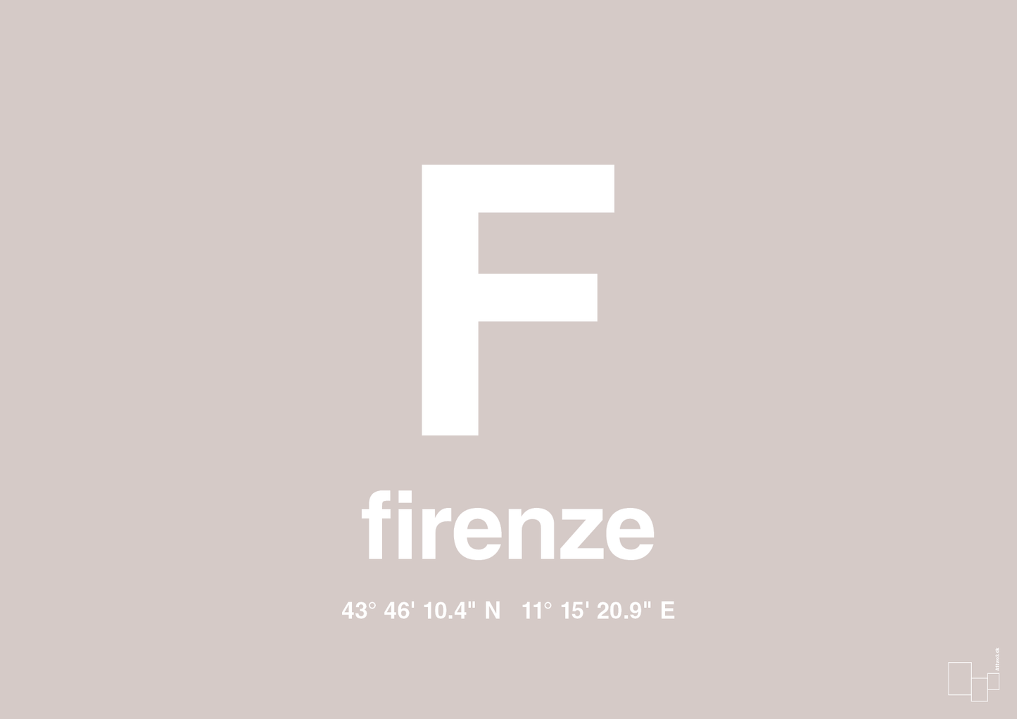 plakat: byplakat firenze med koordinater - broken beige-Byer-A1two3