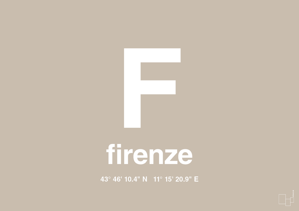 plakat: byplakat firenze med koordinater - creamy mushroom-Byer-A1two3