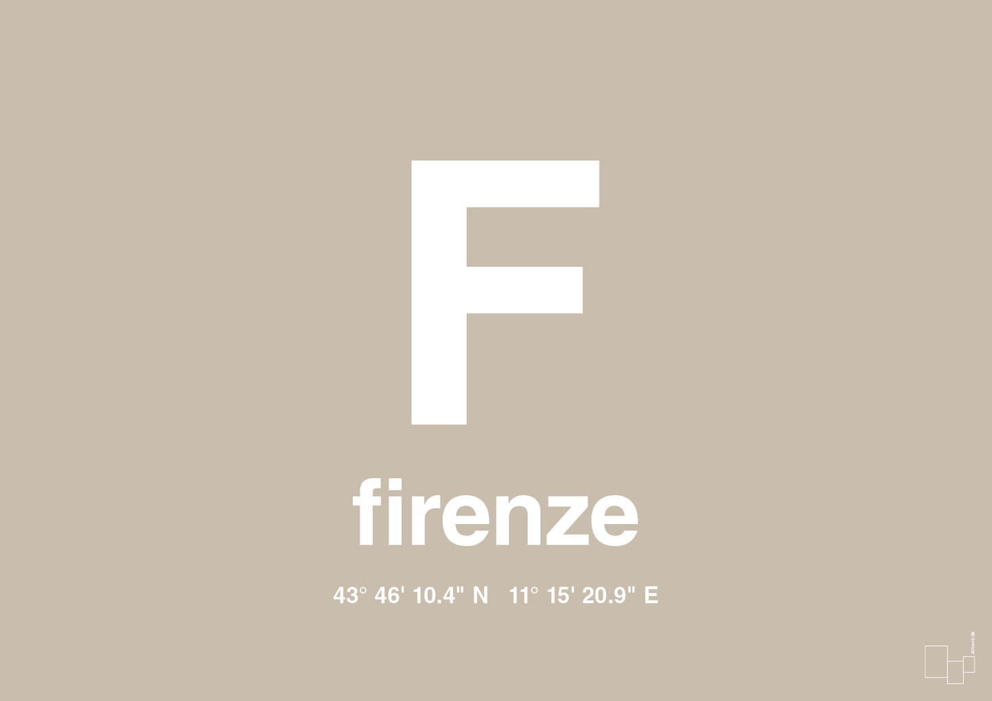 plakat: byplakat firenze med koordinater - creamy mushroom-Byer-A1two3