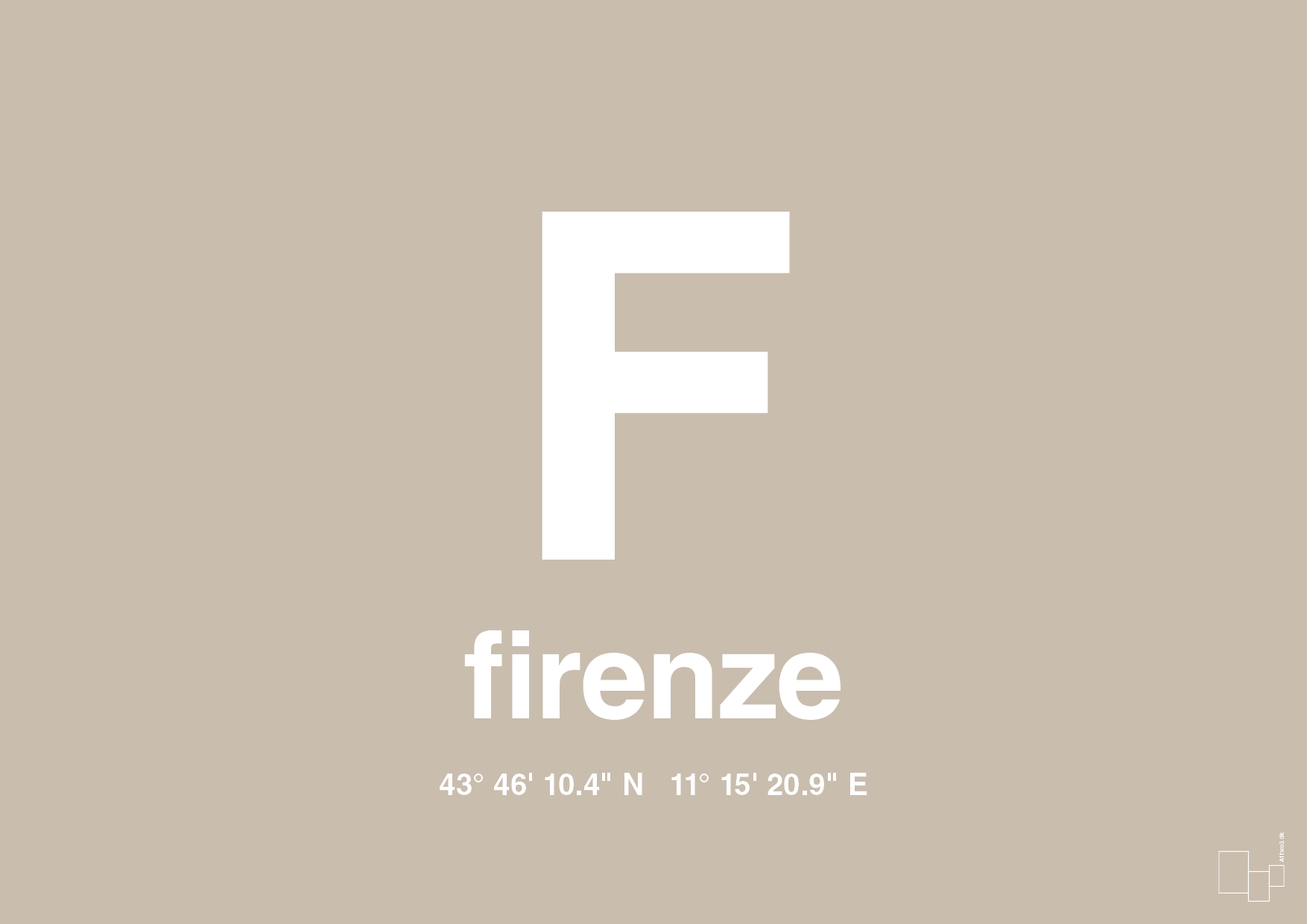 plakat: byplakat firenze med koordinater - creamy mushroom-Byer-A1two3