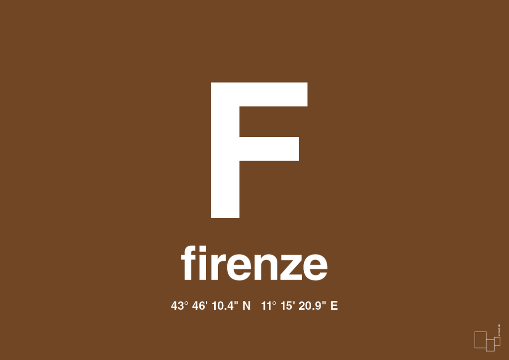 plakat: byplakat firenze med koordinater - dark brown-Byer-A1two3