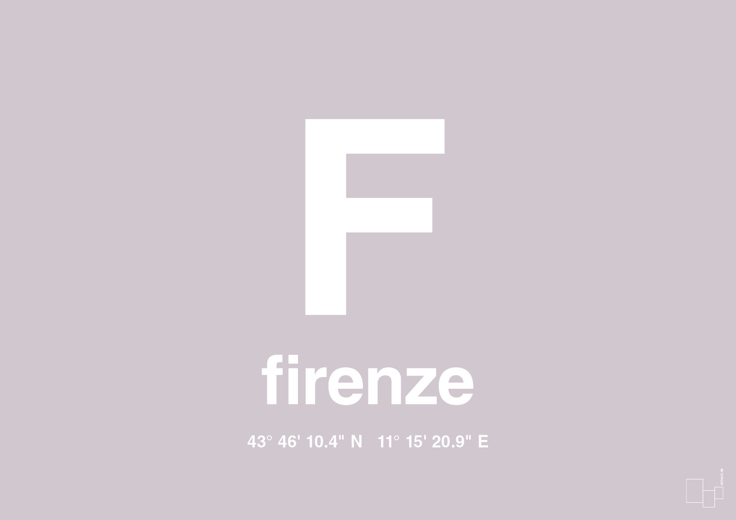 plakat: byplakat firenze med koordinater - dusty lilac-Byer-A1two3