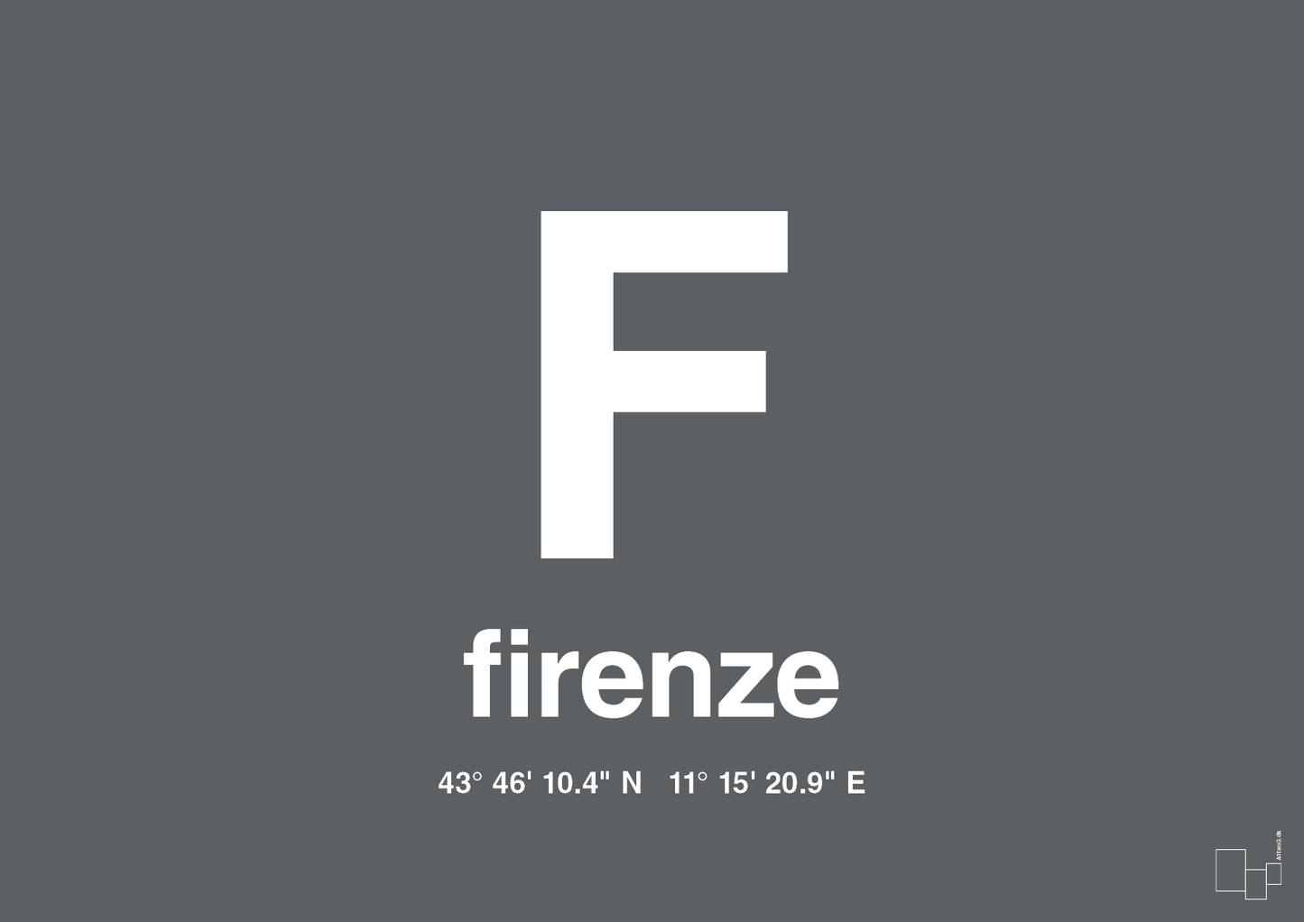 plakat: byplakat firenze med koordinater - graphic charcoal-Byer-A1two3