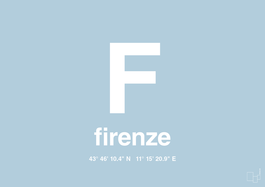 plakat: byplakat firenze med koordinater - heavenly blue-Byer-A1two3