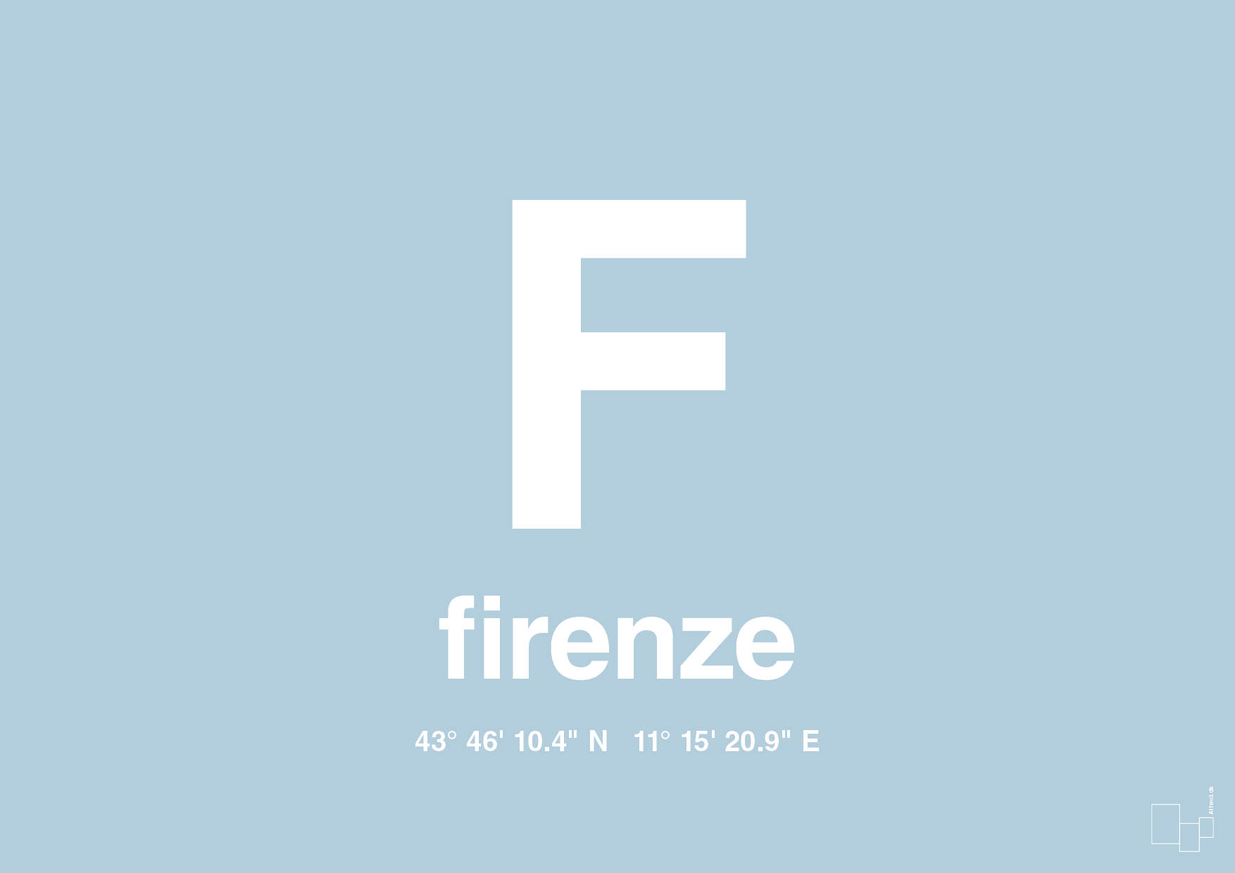 plakat: byplakat firenze med koordinater - heavenly blue-Byer-A1two3