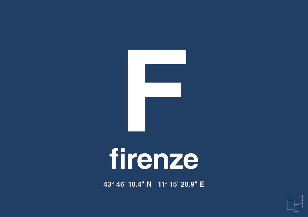 plakat: byplakat firenze med koordinater - lapis blue-Byer-A1two3