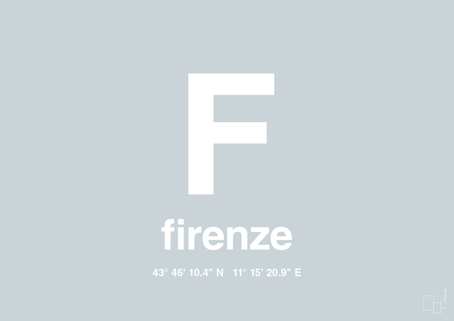 plakat: byplakat firenze med koordinater - light drizzle-Byer-A1two3