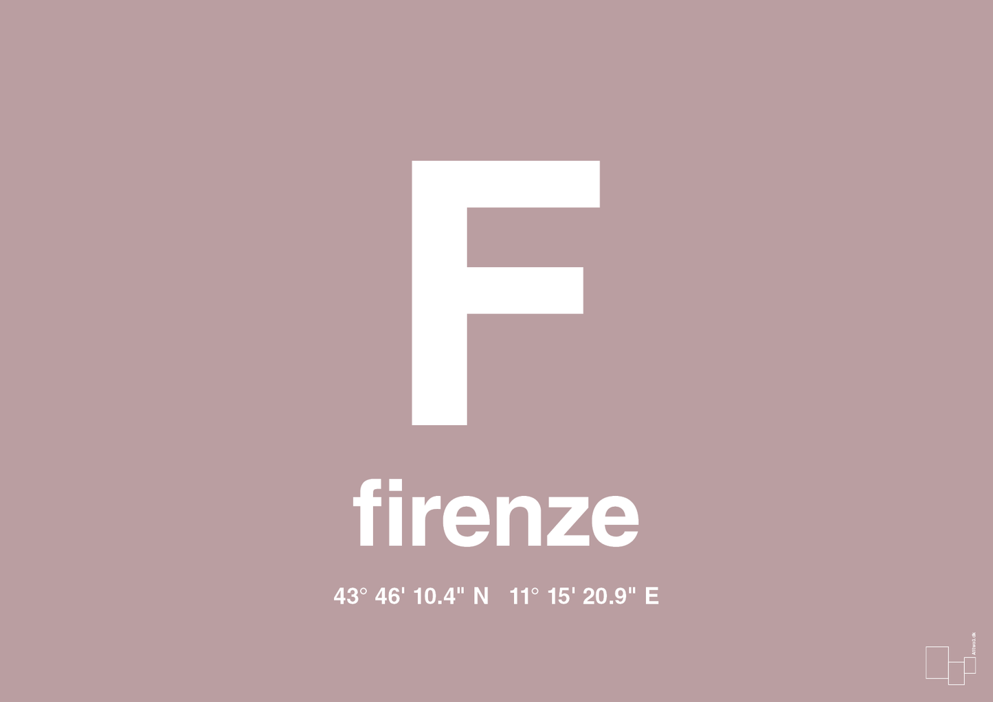 plakat: byplakat firenze med koordinater - light rose-Byer-A1two3